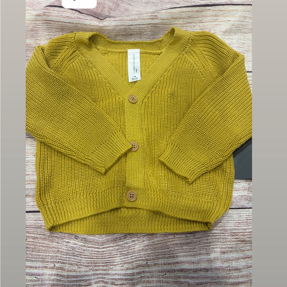 Mustard Knit Cardigan with Wooden Buttons